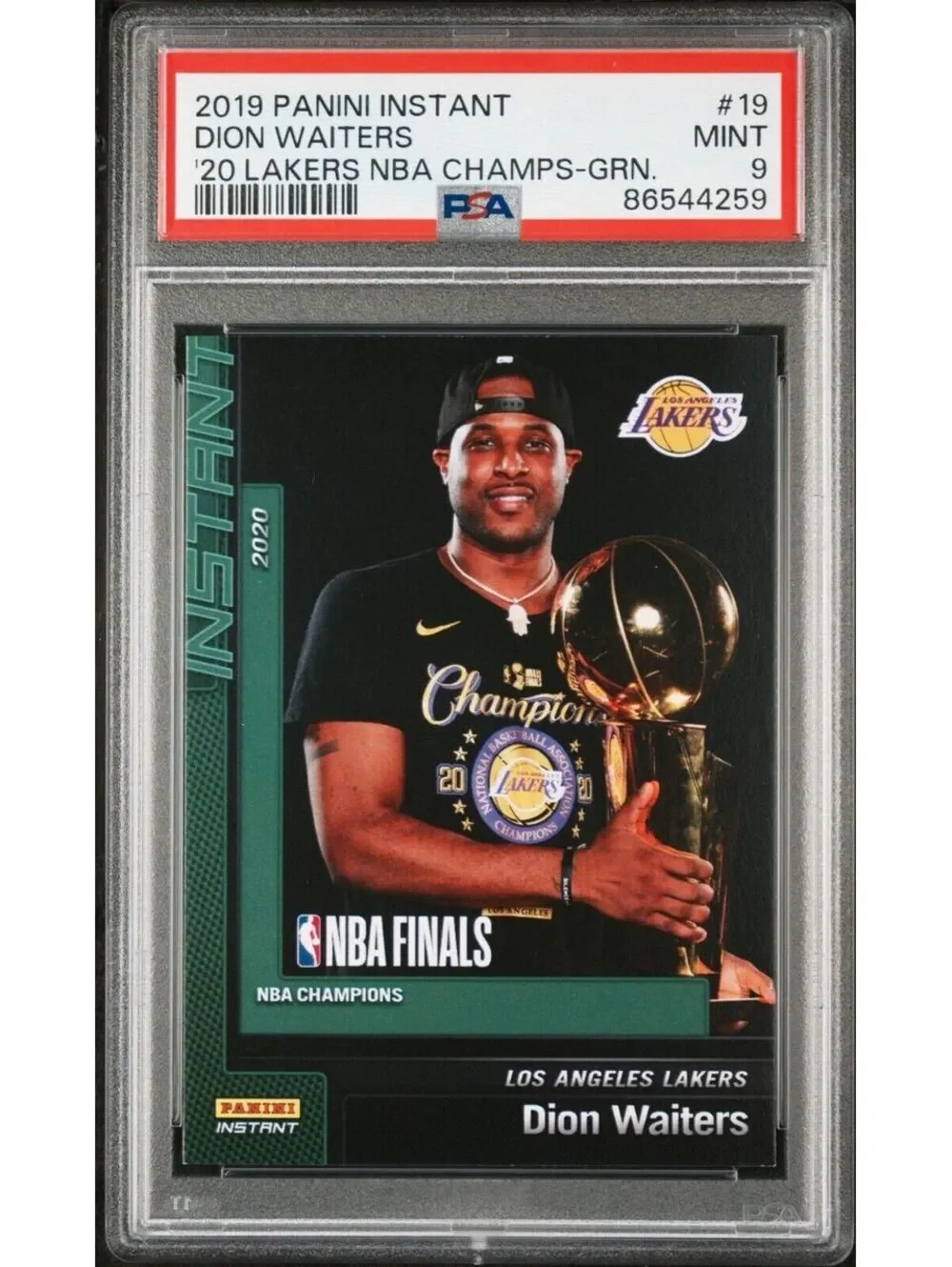 Dion Waiters 2020 Panini Lakers NBA Champions #19 Green Card 10/10  PSA 9 Mint